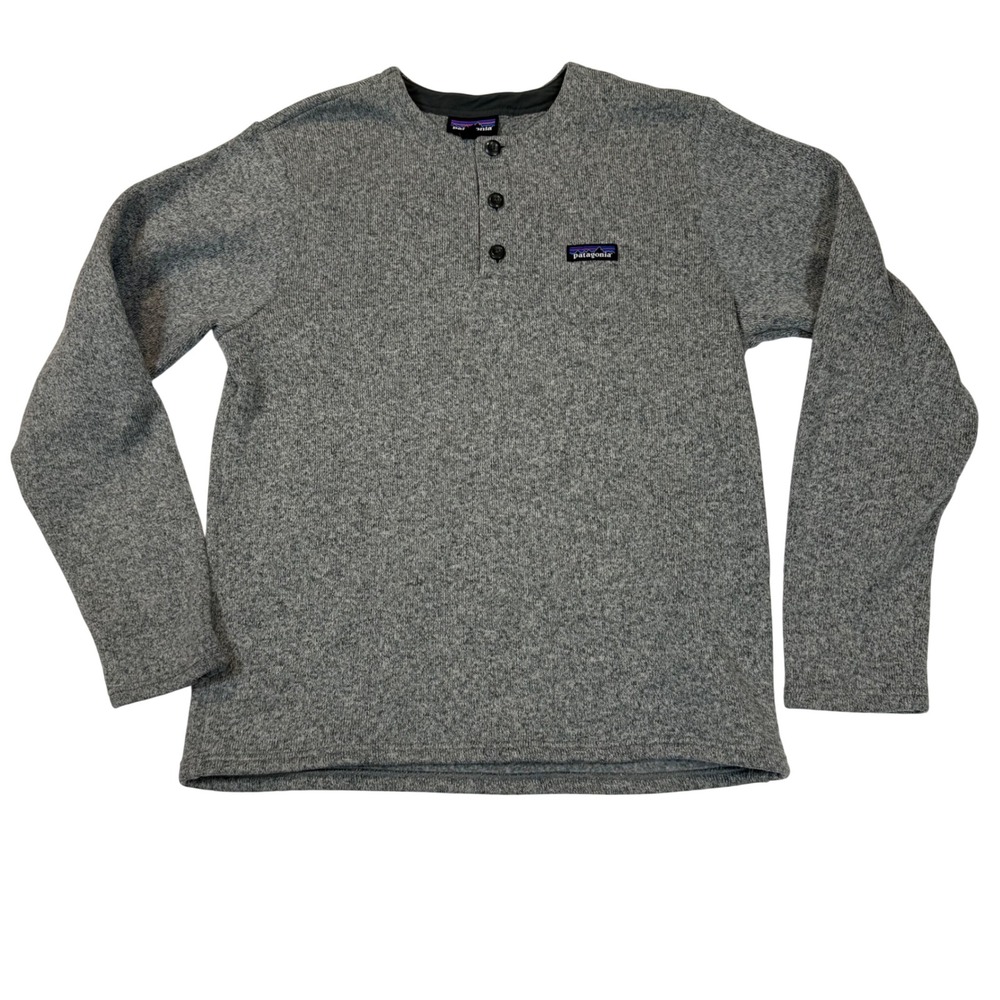 Patagonia Better Sweater Henley Pullover Mens Medium Grey‎ Heather Fleece 25290